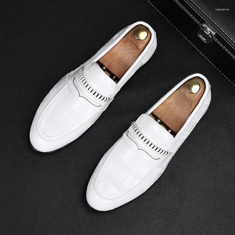 Dress Shoes Fashion Men's Leather Male Luxury Designer White Penny Loafers Wedding Prom Homecoming Footwear Zapatos Hombre
