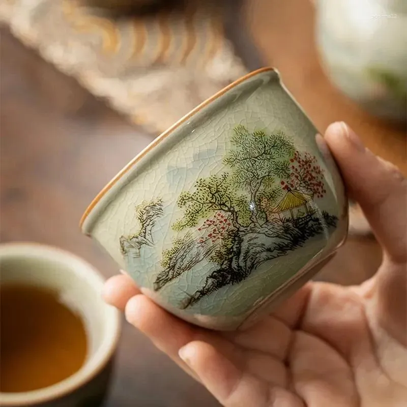 Tazze Paesaggio Cinese Tazza da tè verde Tazza da tè in ceramica Apertura bellissimo servizio da tè A di cerimonia