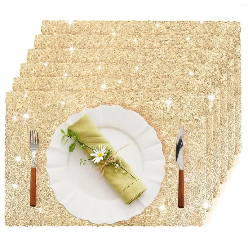 Masa paspasları 4pcs pvc içi boş düğün batı mat kare masa tepsisi yastık altın yemek merkez parçası