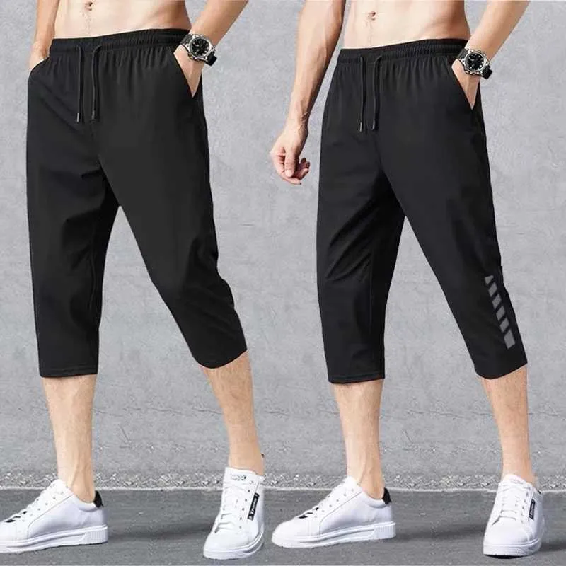 Herren-Shorts, Herren-Shorts, atmungsaktive Sport-Laufhose, lässige Herren-Shorts mit loser Tasche, schnell trocknende Jogginghose, 3/4-Sommer-Sport-ShortsC240402