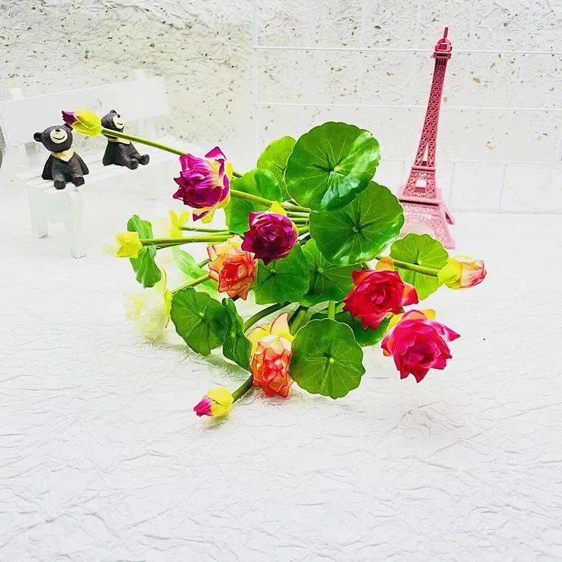 Decorative Flowers Artificial Plants Small Lotus Bonsai Wedding Flower Arrangement Home Decor Decoration