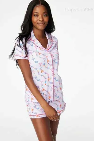 Femmes mignon rouleau lapin pyjamas Y2k singe préfabriqué impression 2 pièces pyjama ensemble chemise à manches courtes Pj Shorts tenue décontractée Hgwl1u2