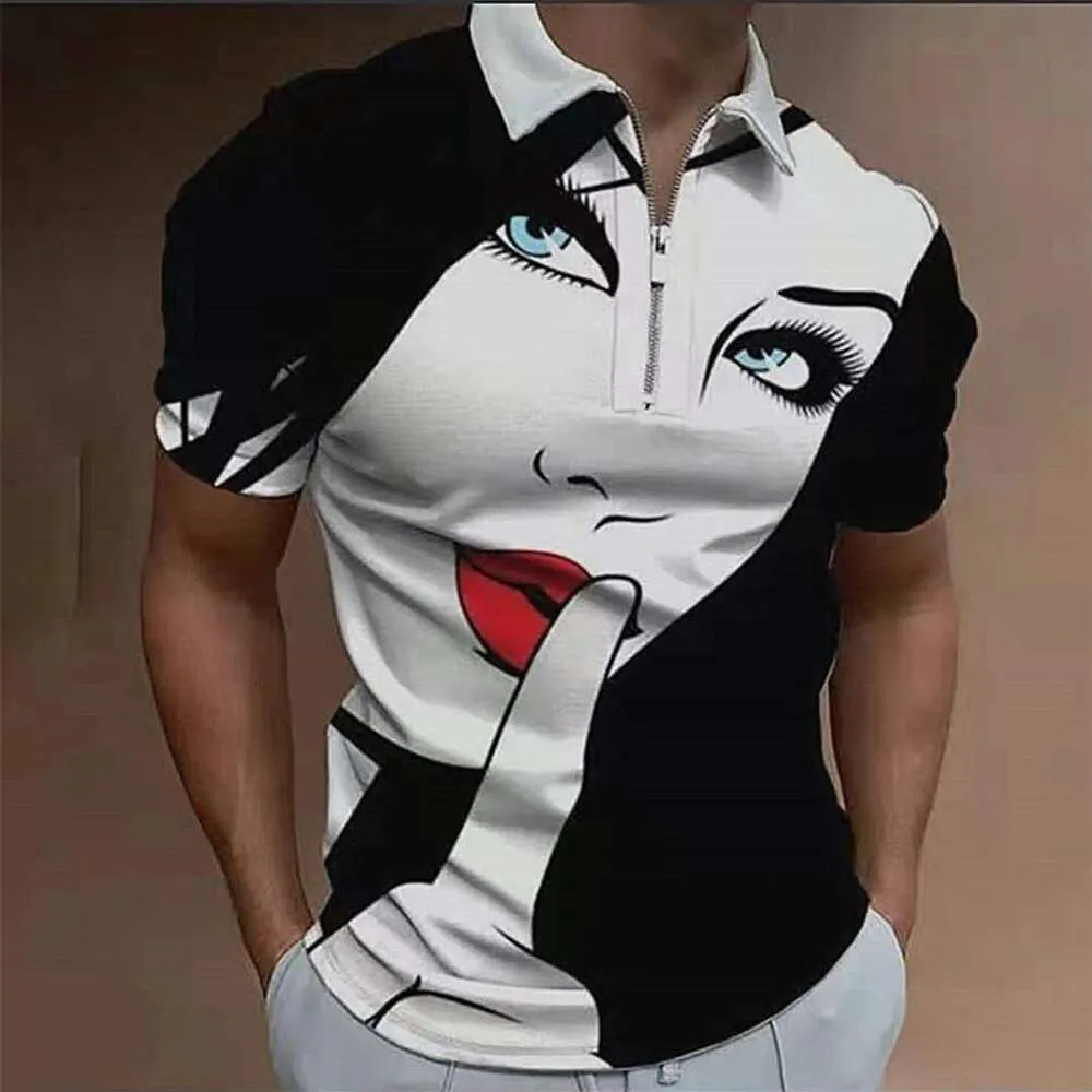 Loose T-shirt Men Designer Polo Shirt Daily Street Trendy 2024 Summer New Fashion Casual Plus Size Man Digital Printed Polo Shirt With Zipper All Colors Availbale