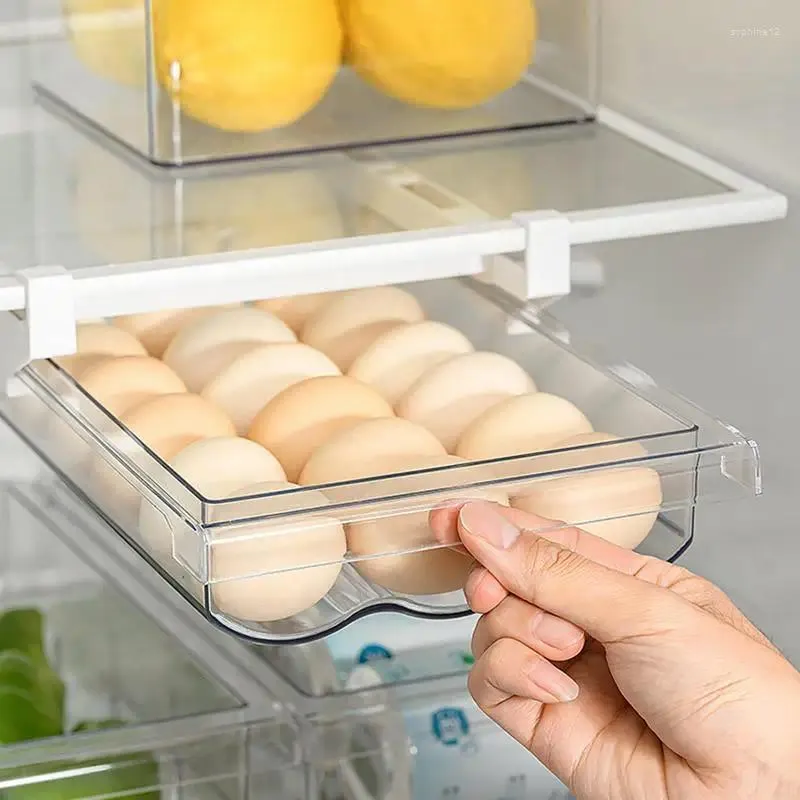 Bottiglie di stoccaggio Cucina Frutta Alimenti Scatola per uova Frigo Organizzatore Scivolo sotto il ripiano Cassetto Porta rack Frigorifero Frutta e verdura Mantenendo fresco