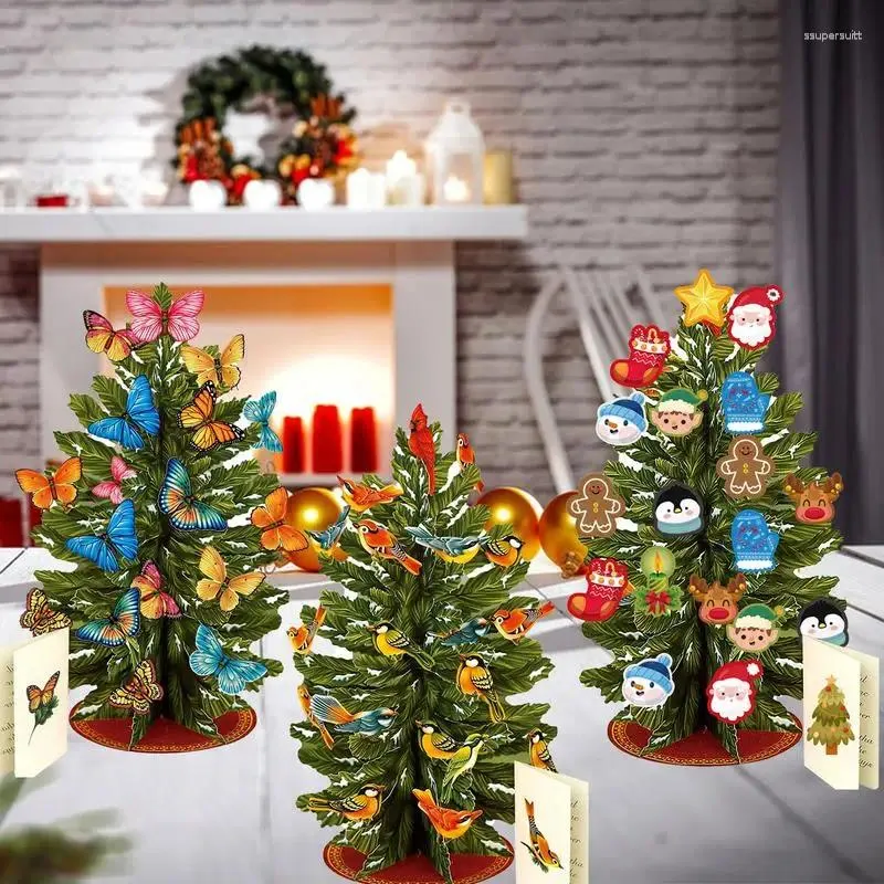 Decorazioni per feste 3D Paper Up Ornamenti natalizi Decorazioni per interni con busta e carta Regali per alberi invernali per ragazze