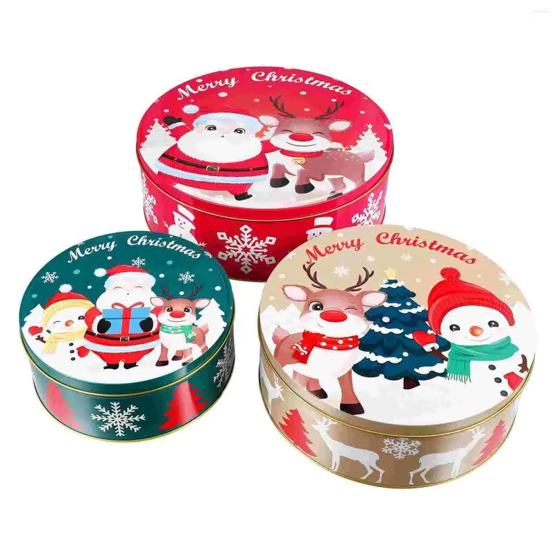 Storage Bottles Christmas Tin Box Metal Cookie Tins Candy Containers Jar Gift Tinplate Packing Cases