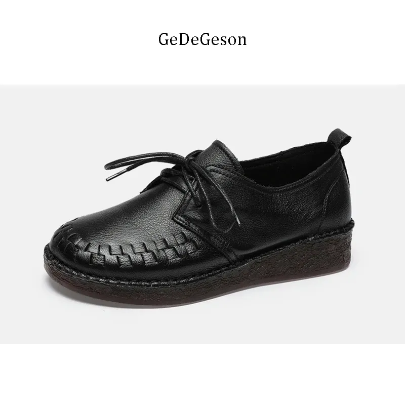 Насосы Gedegeson Brand Shoes Women Women Cowhide Cow Muscle Sust Sole удобная легкая весна и осенняя обувь