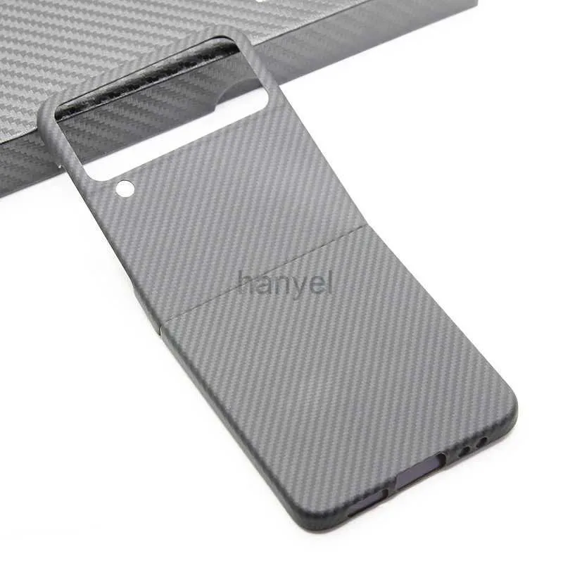 Cell Phone Cases Case for Samsung Z Flip 4 W23 Ultrathin 600D Real Carbon Fiber Aramid Mobile Protective Cover Protection Shell 2442