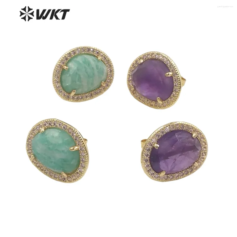 Studörhängen WT-ME085 WKT 2024 Fashion Sale Micropave Stone Studs Women Retro Style Round Gemstones Wholesale Jewelry