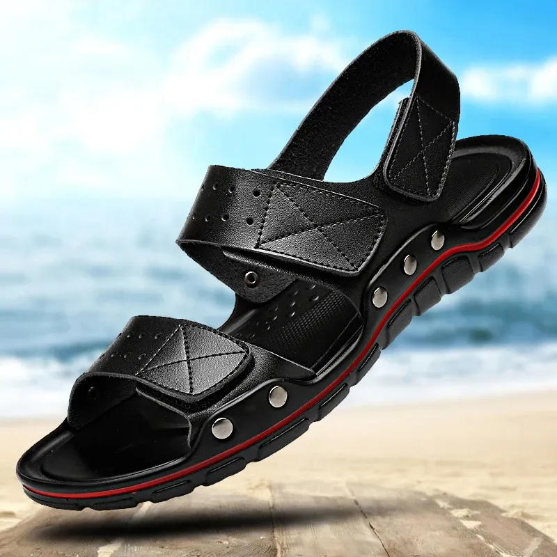 Sandálias de verão masculino de couro sandálias casuais mais tamanho 50 ao ar livre Andulando sapatos macios de luxo sandalias hombre nova moda 2021