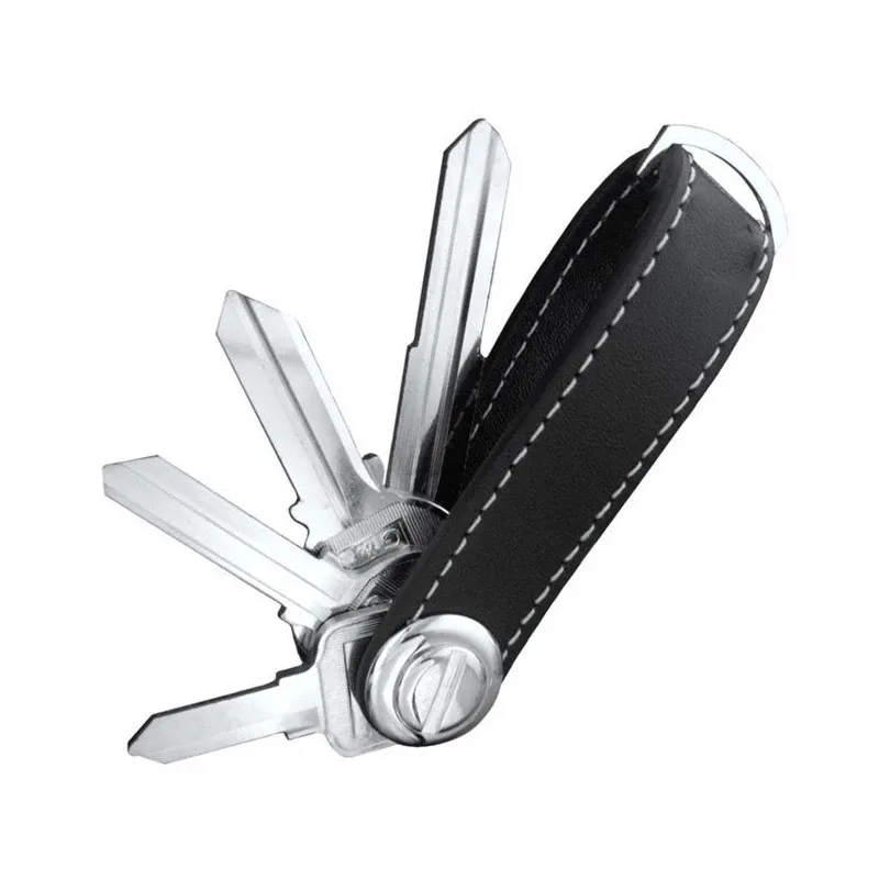 Leather Keychain Wallet Organizer: Car Key Pouch with Key Ring & Chain ...