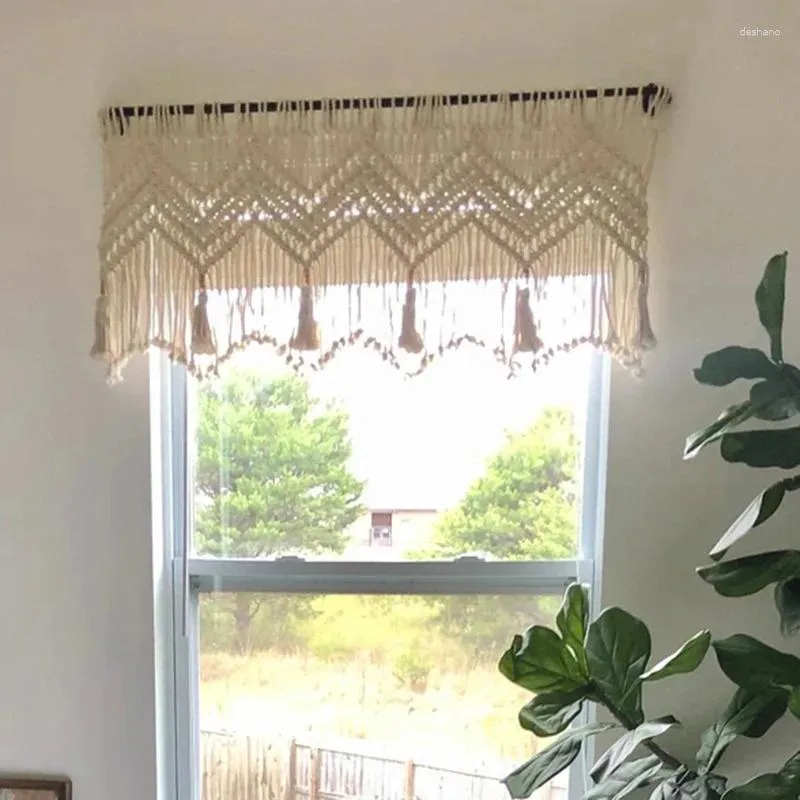 Tapeçarias Corda de Algodão Decoração de Casa Tapeçaria Europeia Tecido Boho Macrame Valance Pendurado na Parede Elegante Tratamento de Janela