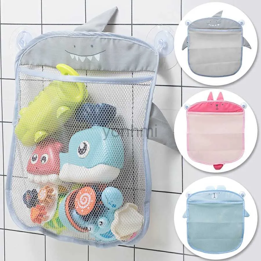 Sand Play Water Fun New Baby Bady Mesh Bag Sucker Design för Bath Toys Kids Basket Tecknad djurformer Tyg Sandleksaker förvaring Net Väska 240402