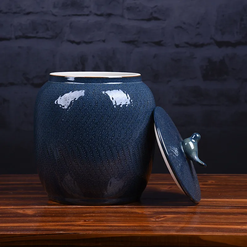Set da tè in ceramica Jingdezhen Serbatoio del tè Smalto colorato ad alta temperatura Tè verde Tieguanyin Tè sfuso 20 Jin Serbatoio di stoccaggio del tè Serbatoio del tè