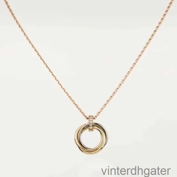 Top luxe fijne originele 1to1 designer ketting voor vrouwen carter sierlijke lange choker ketting voor vrouwen drie ring ketting dames eenvoudige diamanten hanger