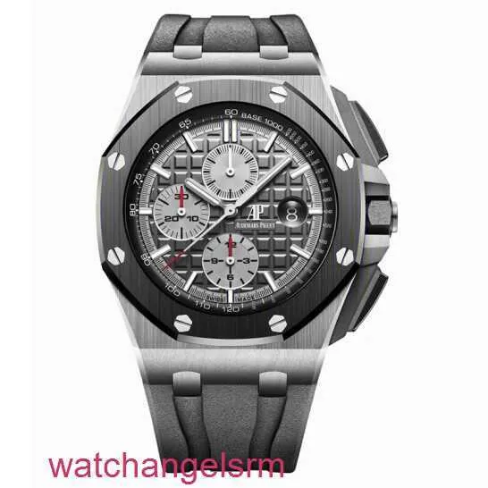 Relógio cronógrafo AP Royal Oak Offshore 26470IO Elefante cinza liga de titânio traseiro transparente masculino cronometragem moda lazer negócios relógio de máquinas esportivas