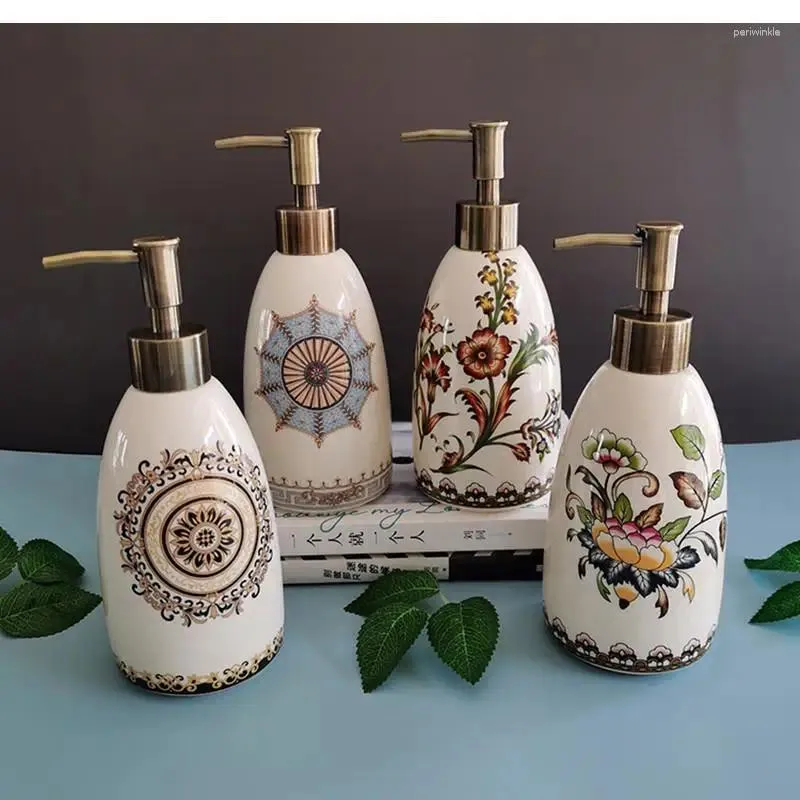 Płynna dozownik mydła 1PC Wzór kwiatowy butelka nordycka ceramiczna dom łazienka przenośna żel szampon szamponowy akcesoria podróżne