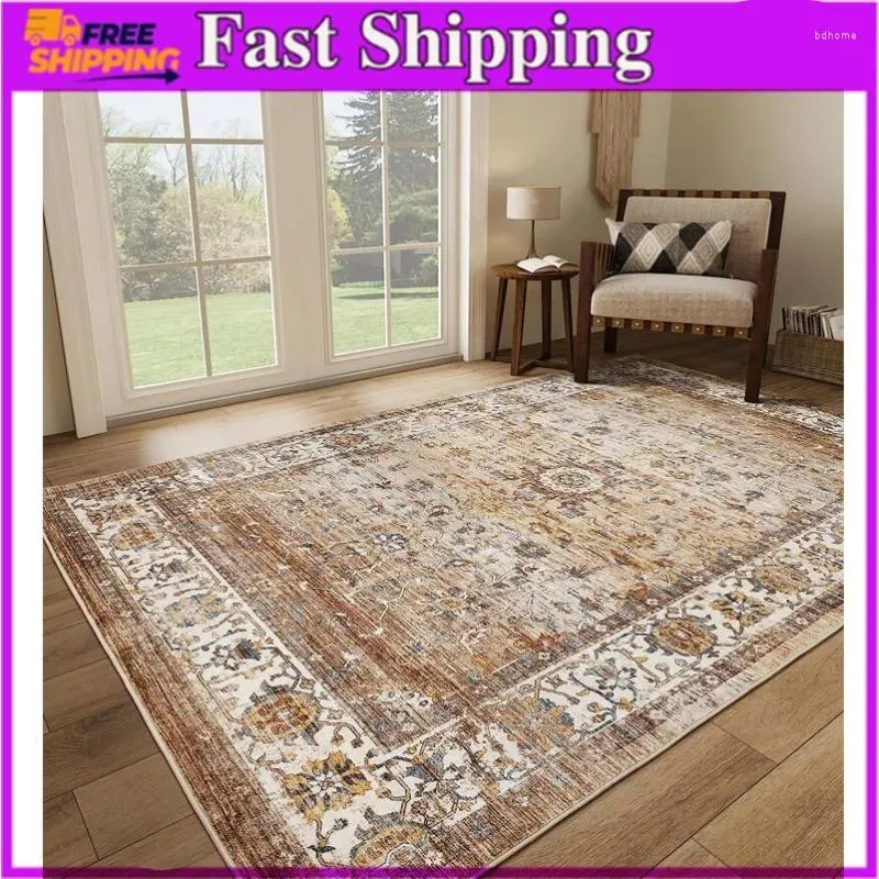 Carpets 9x12 Area Rug Ultra-Thin Washable Rugs For Living Room Non-Slip Lightweight Foldable Stain Resistant Vintage Large