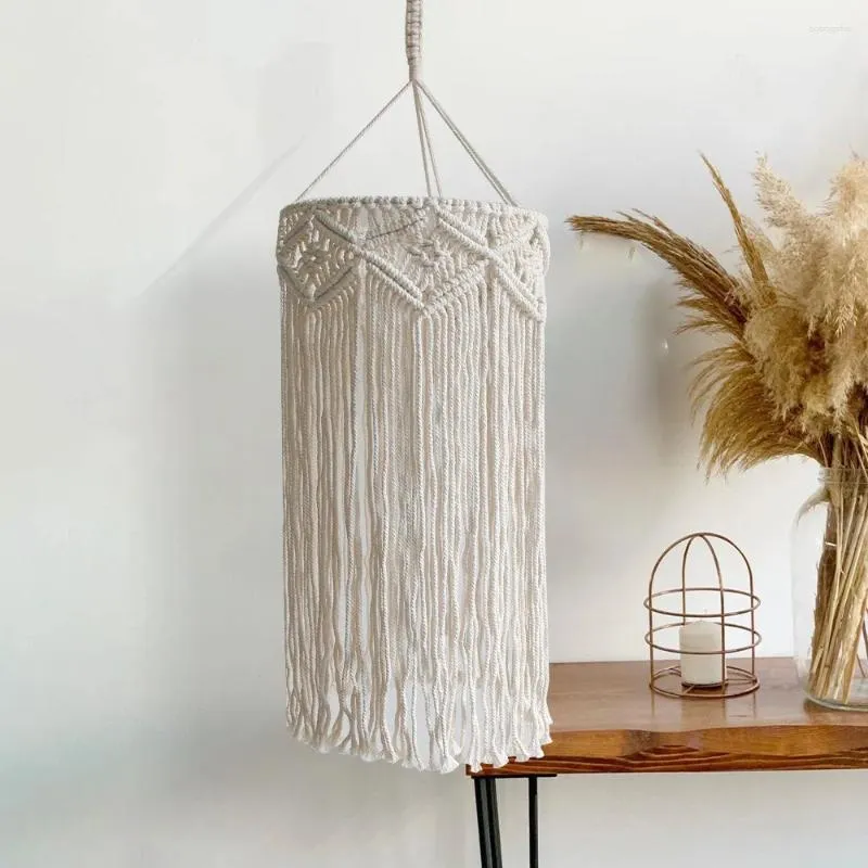 Tapisserier Macrame Lamp Shade Screen Hängande Bohemian Handgjorda vävda tak för rum Hemkronkronor dekoration