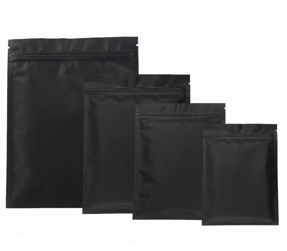 Mat siyah beyaz küçük alüminyum folyo mylar zip kilit plastik torbalar bitki tozu ısı mühürlenebilir düz ziploc ambalaj torbası1888470