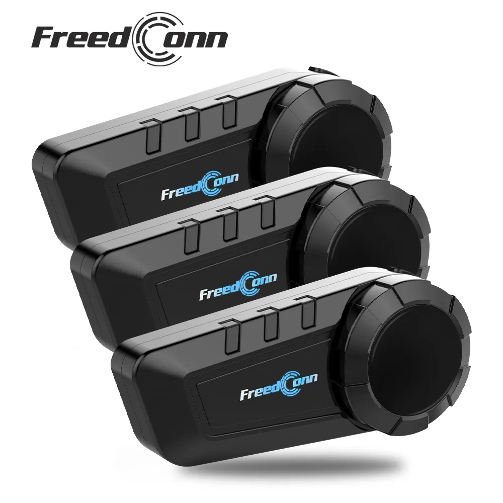 Freedconn KY Pro Capacete Fone de ouvido Bluetooth Intercomunicador para motocicleta BT5.0 FM 1000M Sistema de comunicador de grupo de compartilhamento de música Conferência para moto