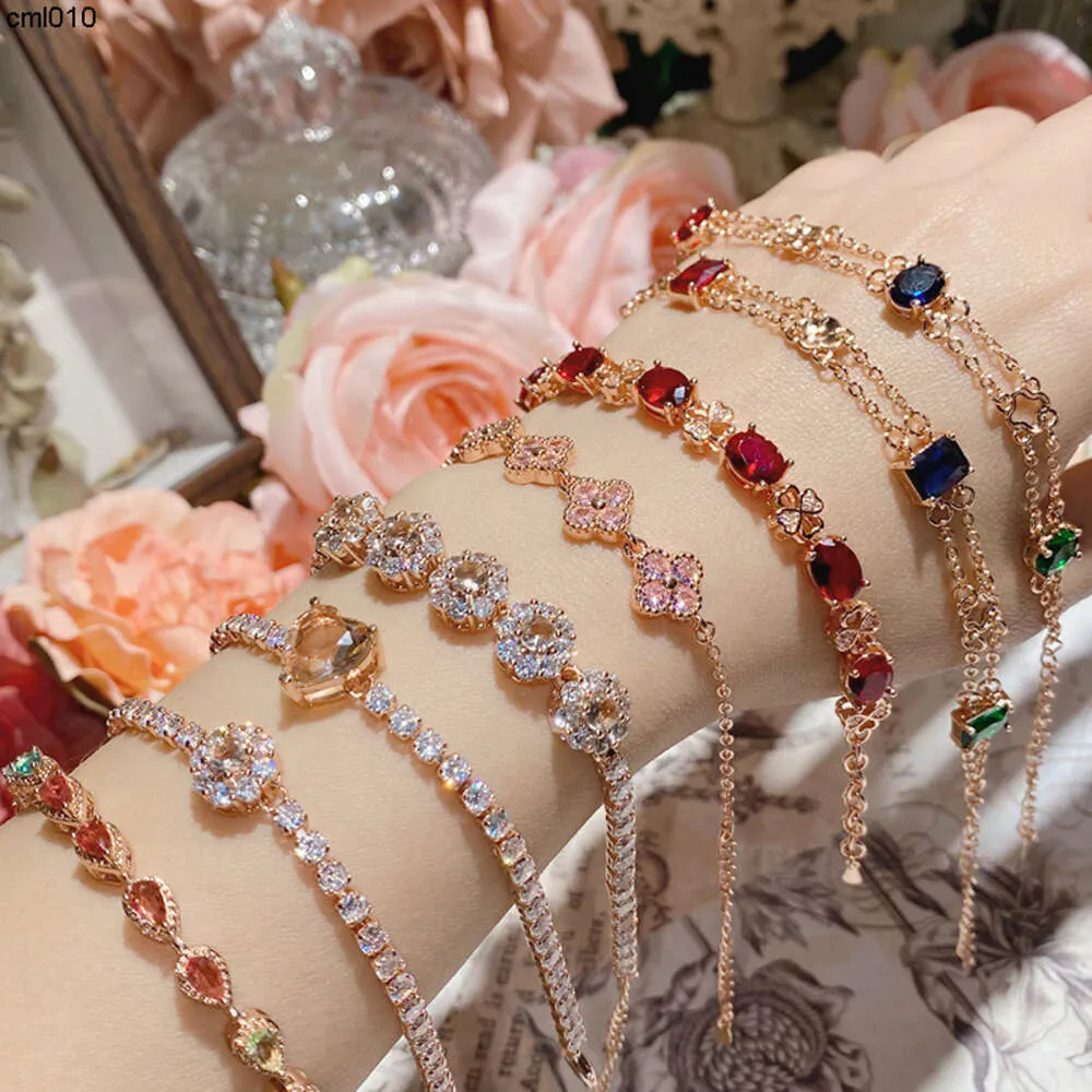 Shancha Schmuck Imitation Buntes Schatzarmband mit Roségold Turmalin Charme Handstück SIOT Siot plattiert