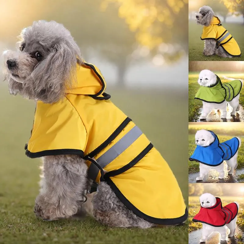 Hundebekleidung Vier Jahreszeiten Haustier-Regenmantel Große und kleine Hunde Reflektierende Streifen Einfacher Stil Outdoor-Mopsjacke für