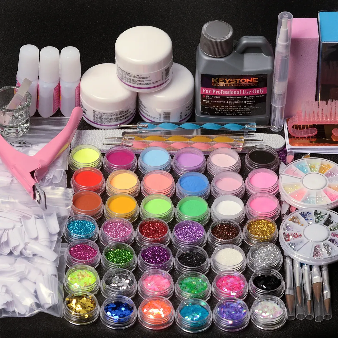 Kit kit kit per unghie acrilico completo 42 polvere acrilica con chiodo per unghie decorazioni per nail art acriliche Suggerimenti strumenti di spazzole set tutto per arte manicure