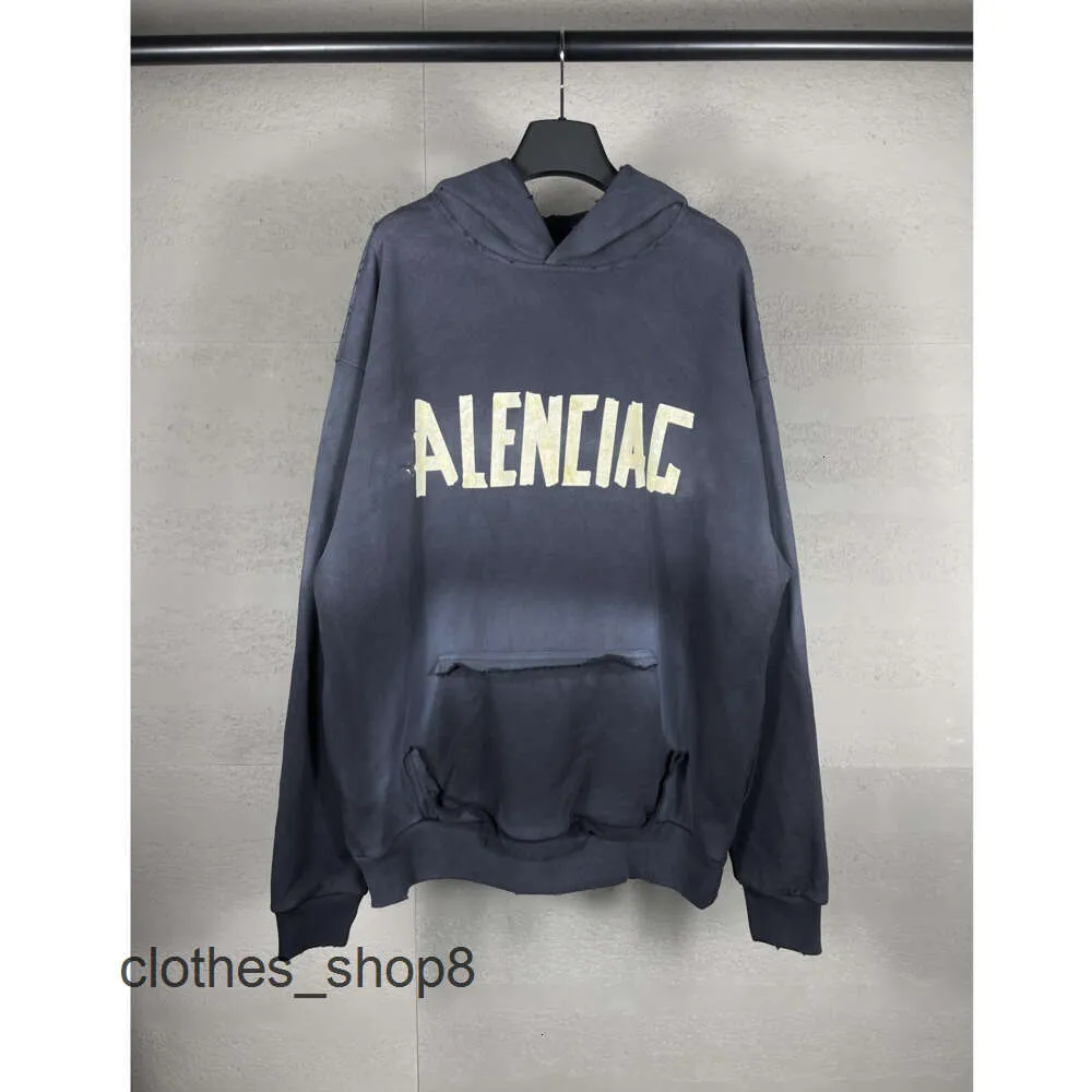 Version Hoodies balencigs Designer Hoodie Family Mens Sweaters Fashion 24ss High New Tape Letter Printing Hooded Casual Loose Men YY3P