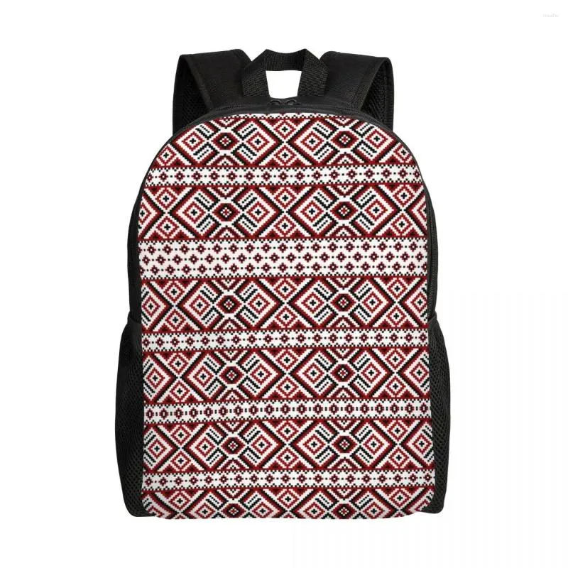 Sac à dos Ukraine broderie ukrainienne rouge noir sacs à dos école collège étudiant bookbag convient aux sacs géométriques bohèmes pour ordinateur portable de 15 pouces