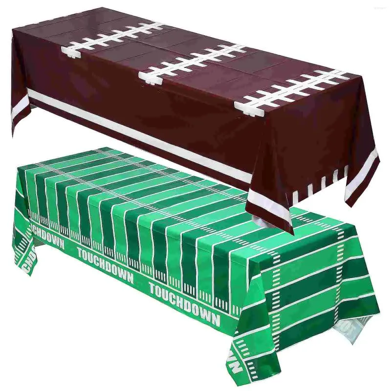 Table Cloth 2 Pcs Christmas Football Rugby Themed Disposable Waterproof Pe Tablecloth Dining Decor Picnic Party Tablecloths