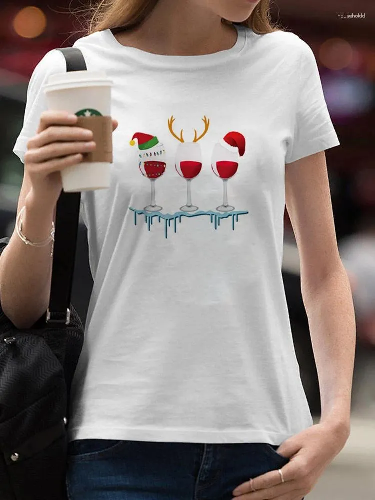 Kadın Tişörtleri Karikatür Tatlı Kış Giyim Mutlu Noeller Kadın Gömlek Baskı Üstleri Tee Lady T-Shirts Üst T-Shirt Yıl Kadın Grafik