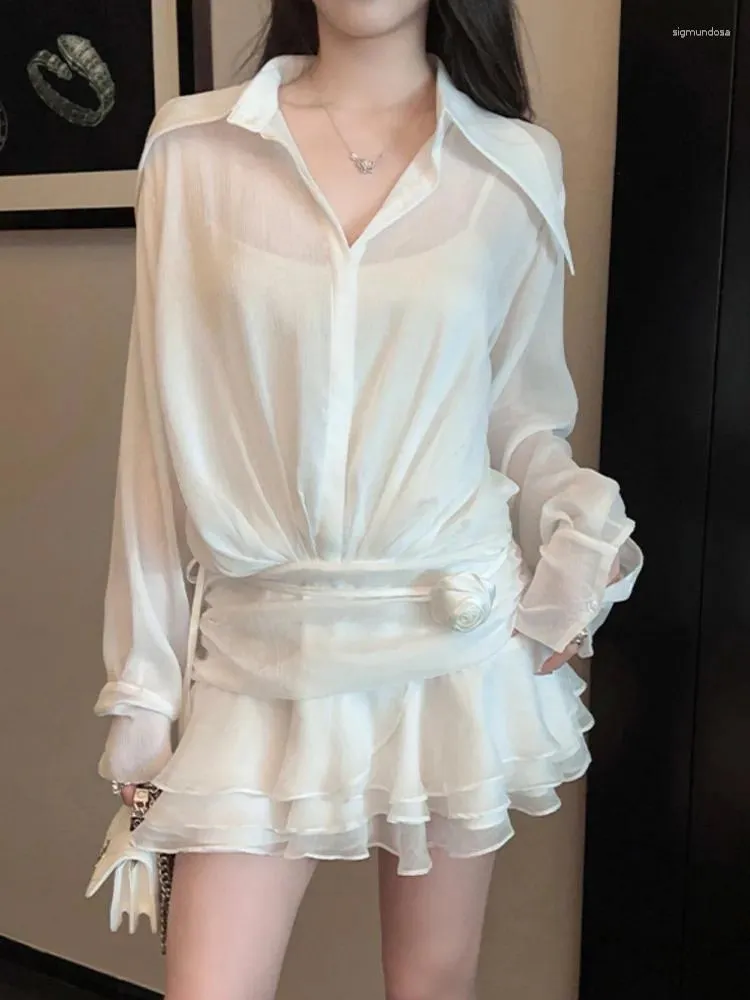 Sıradan elbiseler Koreli tatlı küçük koku kadınlar için tüvit 2024 fransız moda 3d çiçek yaz elbisesi seksi tank parti