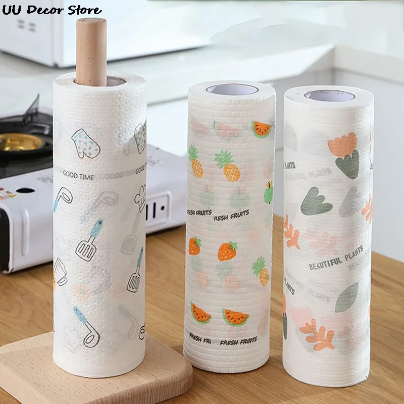 50 Pcs/Roll Of Reusable Lazy Rags Kitchen Cleaning Dish Cloth Hand Towel Rolls Organic Dish Cloth Bamboo Kitchen Towels