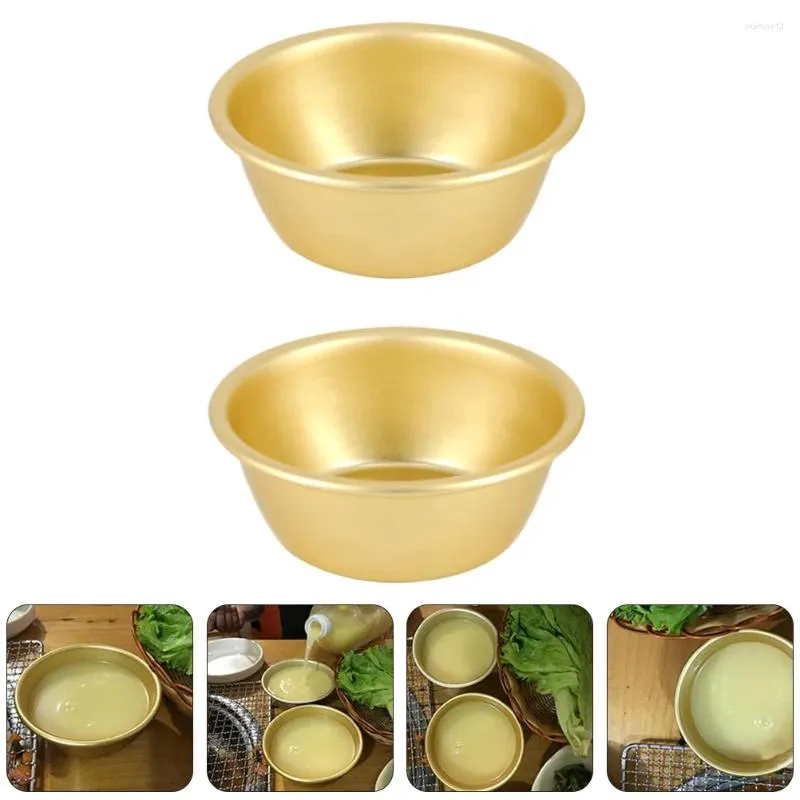 Dinnerware Sets 2 Pcs Vintage Rice Bowl Salad Korean Traditional Aluminum Restaurant Bowls