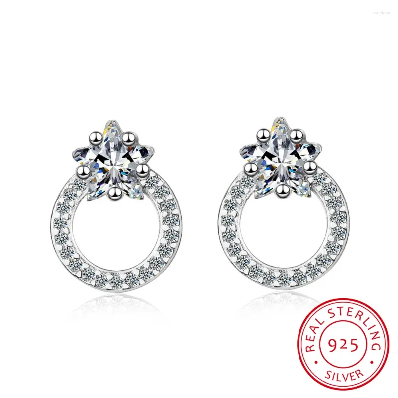 Stud Earrings High Quality 7mm Round Cubic Zirconia Earring For Women Fashion 925 Silver Sterling Femme Fine Jewelry Brincos