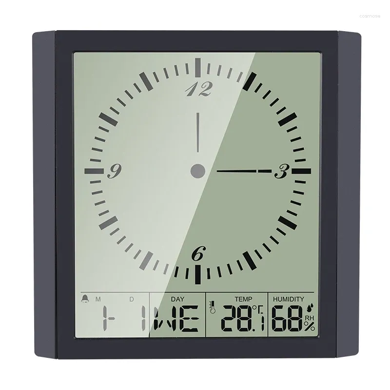 Wall Clocks Modern Simple Electronic Square Needle Clock Big LCD Digital Hygrometer Desktop Alarm Home Decoration