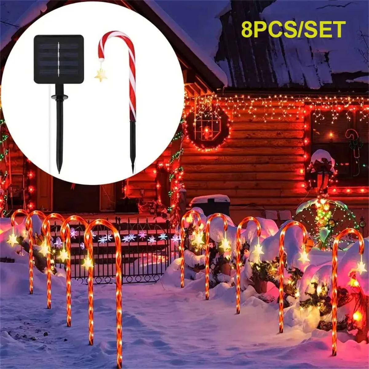 8-Mode Solar Fairy Lights Outdoor Waterproof - Christmas Candy Ground ...