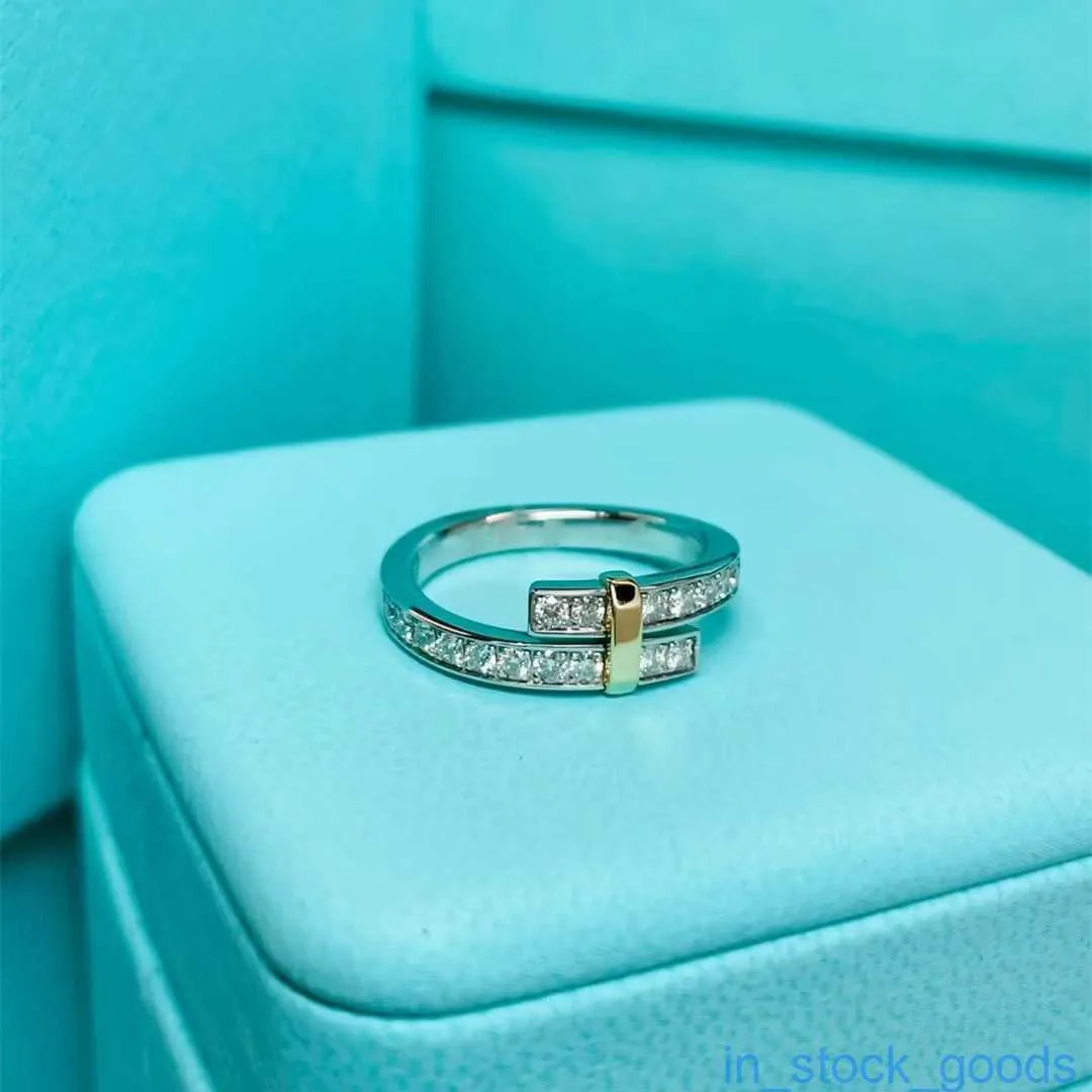 High Edition Original 1to1 Brand Logo Womens Ring High Version V Gold Tiffancy Circular Full Diamond Color Separation Ring Edge Series Brosk Ring for Girl Boy