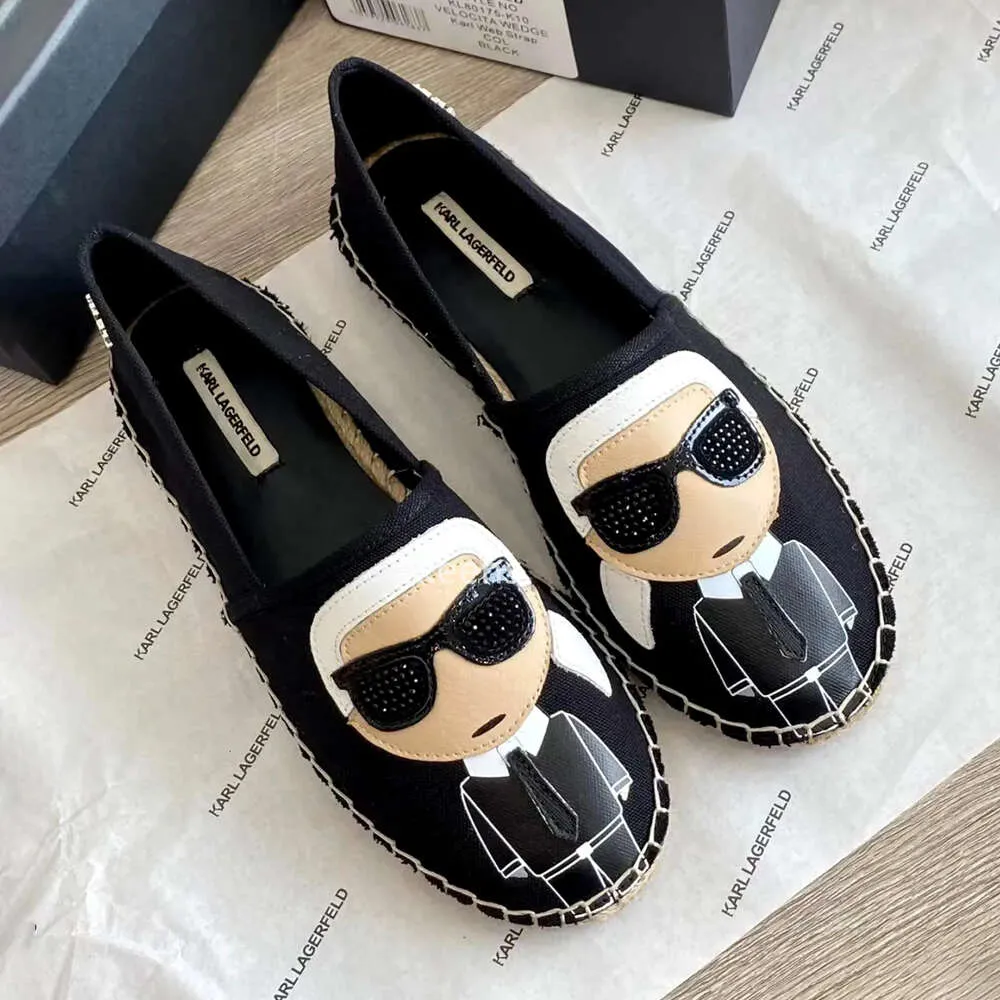 Luxe zomerstrand-casual schoenen Karl Lagerfield Vintage designer damesschoenen Espadrilles Vissersschoenen Dames- en herenmode Geborduurde stoffen pantoffels
