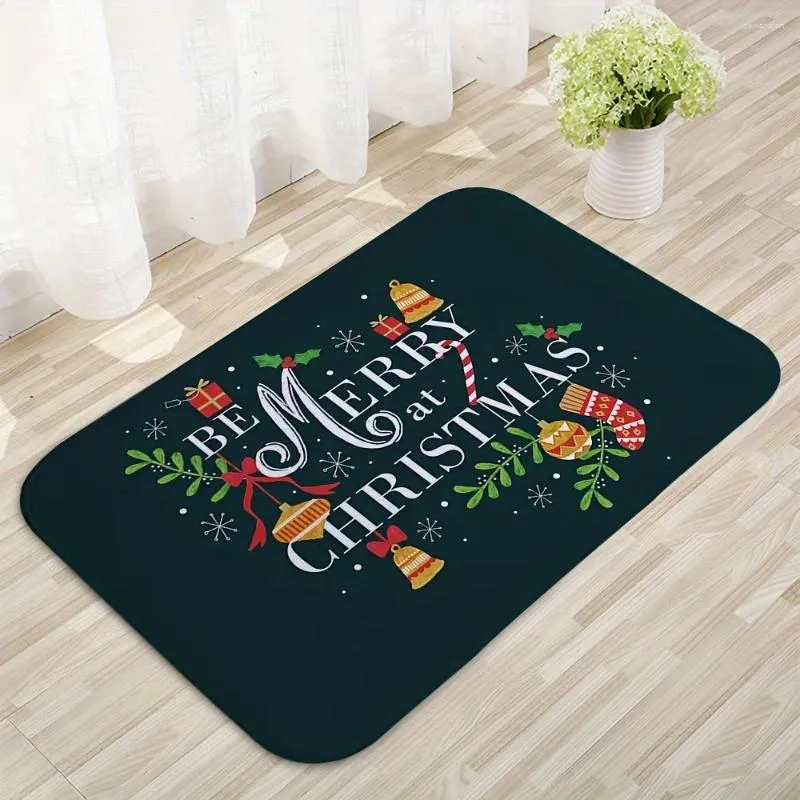 Bath Mats Christmas Door Mat Mat Santa Claus Nordic Modern Cartoon Lovely Light Luxury Absorbent Anti-Oil Anti-halk Square mattan