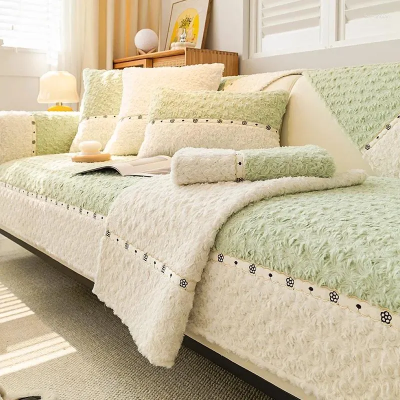 Housses de chaise à motif de Rose de noël, tapis de canapé en velours artificiel, couverture Simple, anti-poussière, décoration de la maison pour canapé de salon