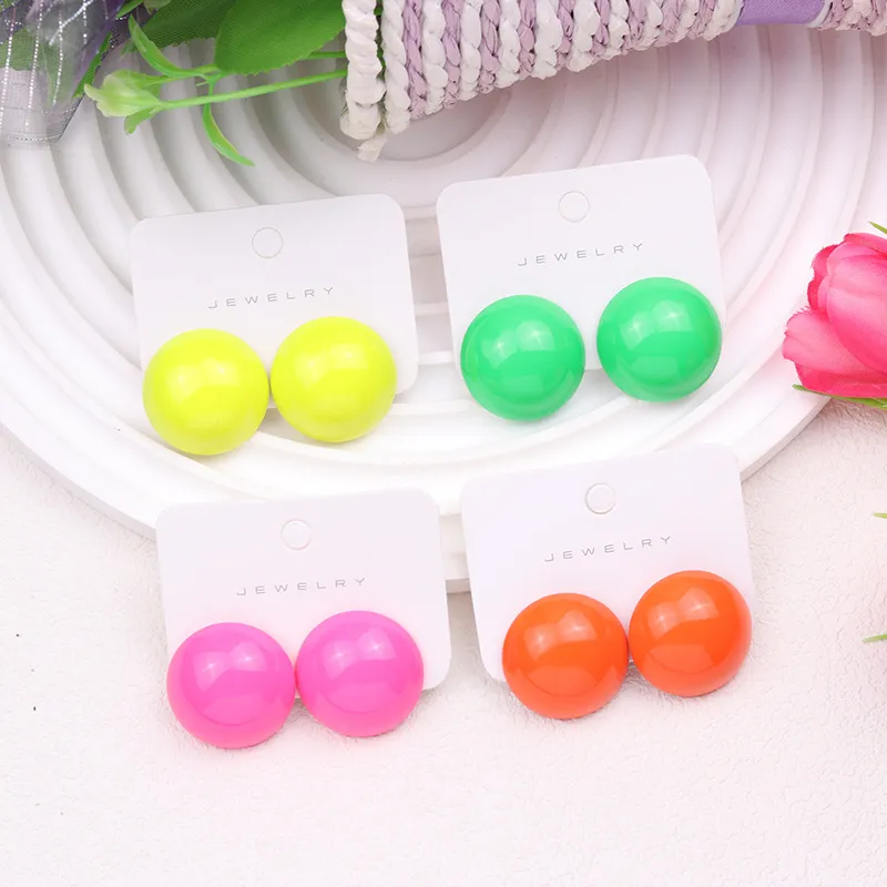 40 Paar Sommer Strand Candy Farbe Runde Ohrstecker Ohrringe Geometrische Kleine Frische Weibliche Farbige Kreise Schmuck Zubehör Großhandel Fabrik 2,5 cm #011