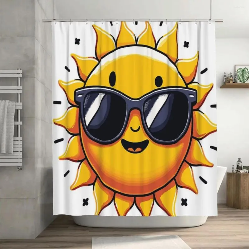 シャワーカーテンサングラス付きの涼しい太陽カーテン72x72inフックパーソナライズされたパターン好きのギフト