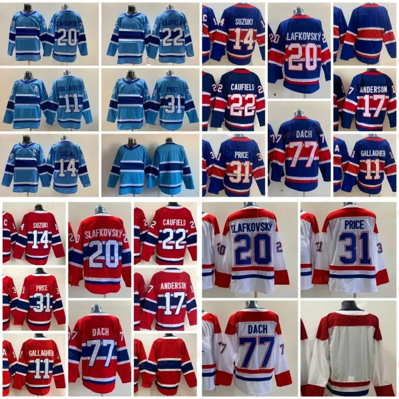 Reverse Retro 22 Maglie da hockey Cole Caufield 31 Carey Price 11 Brendan Gallagher 14 Nick Suzuki 17 Josh Anderson 77 Kirby Dach Juraj Slafkovsky