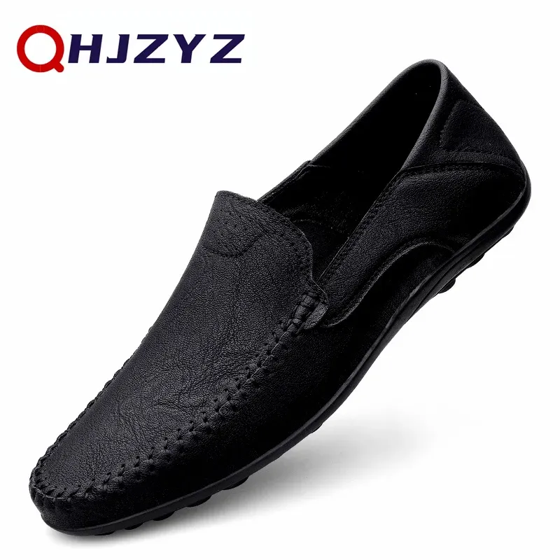 Slippers echte lederen mannen schoenen Casual formele heren Loafers moccasins merk Italiaanse ademende slip op mannelijke bootschoenmaat 46 47