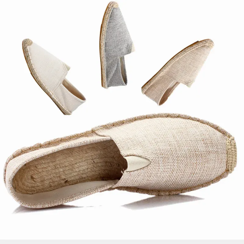 Shoes 2022 New Men Fashion Flats Plimsolls Solid Canvas Shoes Casual Linen Loafers Lovers Shoes Male hemp Espadrille Fisherman Shoes