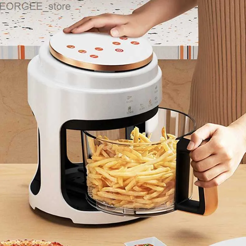 Fryers Air Fryer 3L السعة البصرية خالية من الزيوت الكهربائية ، المقلاة الكهربائية متعددة الوظائف الأوتوماتيكية 360 البوب