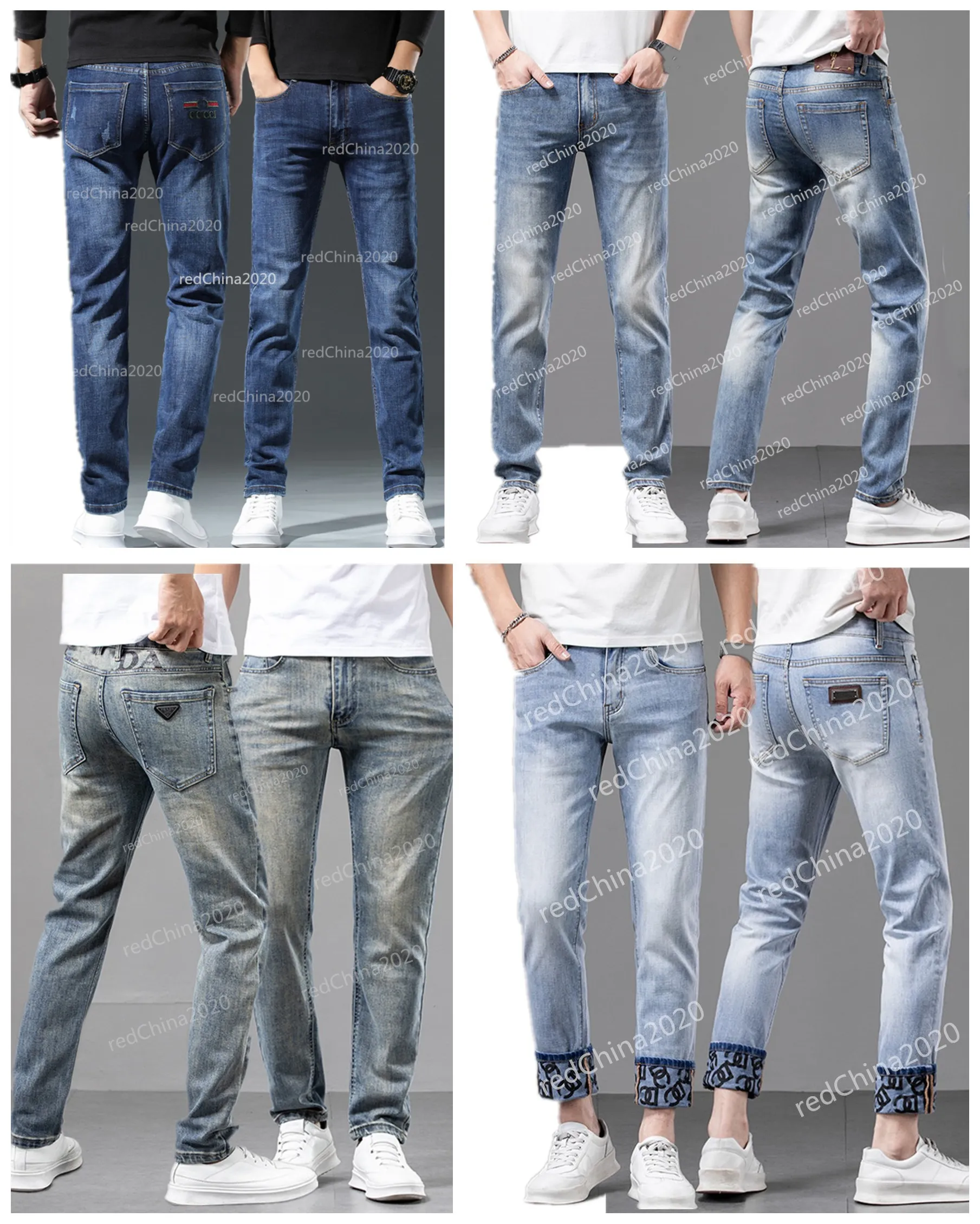 Autunno nuovi uomini strappati slim fit elasticità jeans da uomo dritti business famosi classici pantaloni casual Fashiom designer di marca jeans pantaloni casual #dw