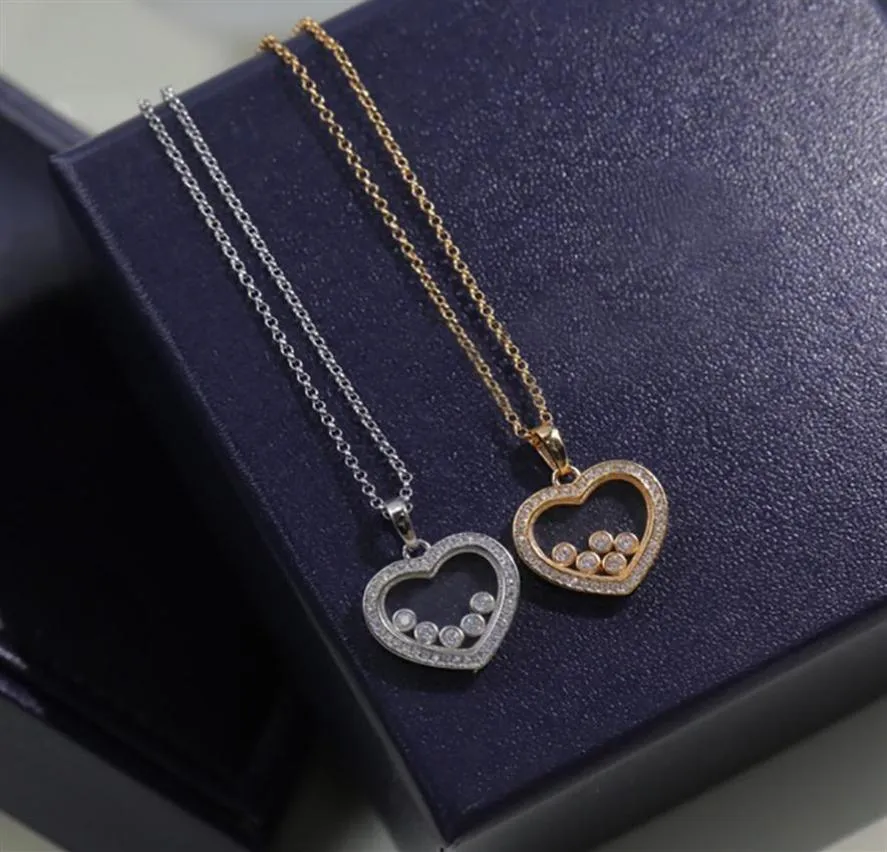 Heart New 925 Sterling Silver Jewelry For Women Luxury Brand Move Zircon Necklace Heart Design243x1295717